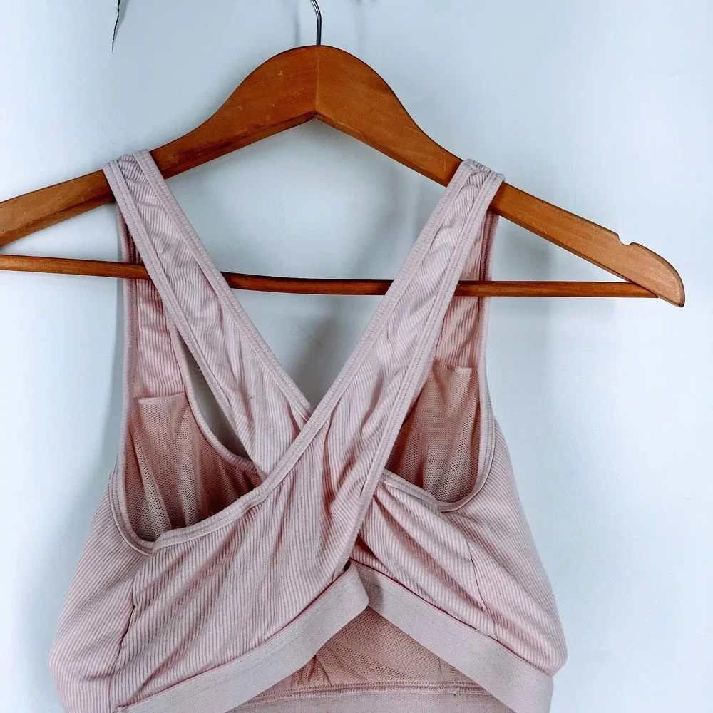 True & Co Womens Ribbed Crisscross‎ Back Sports Bra Yoga Top Athleisure Size XL - Picture 4 of 14